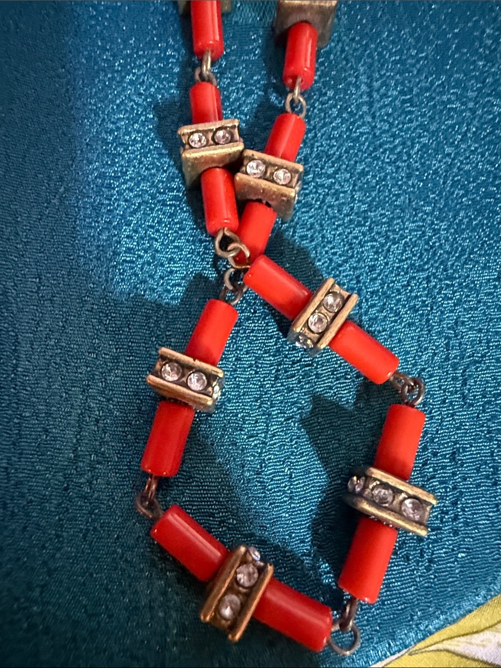 Red Beaded Statement Bracelet - Unbranded